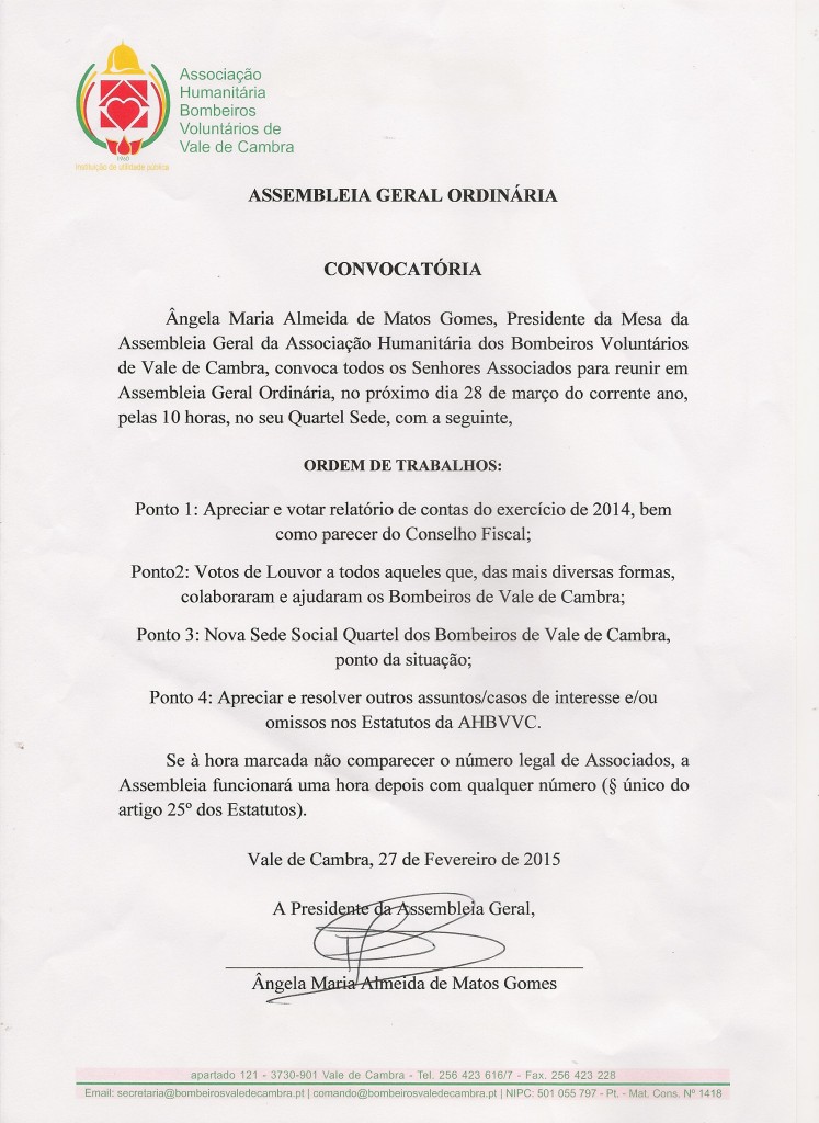 Convocatoria Assembleia Geral 2015
